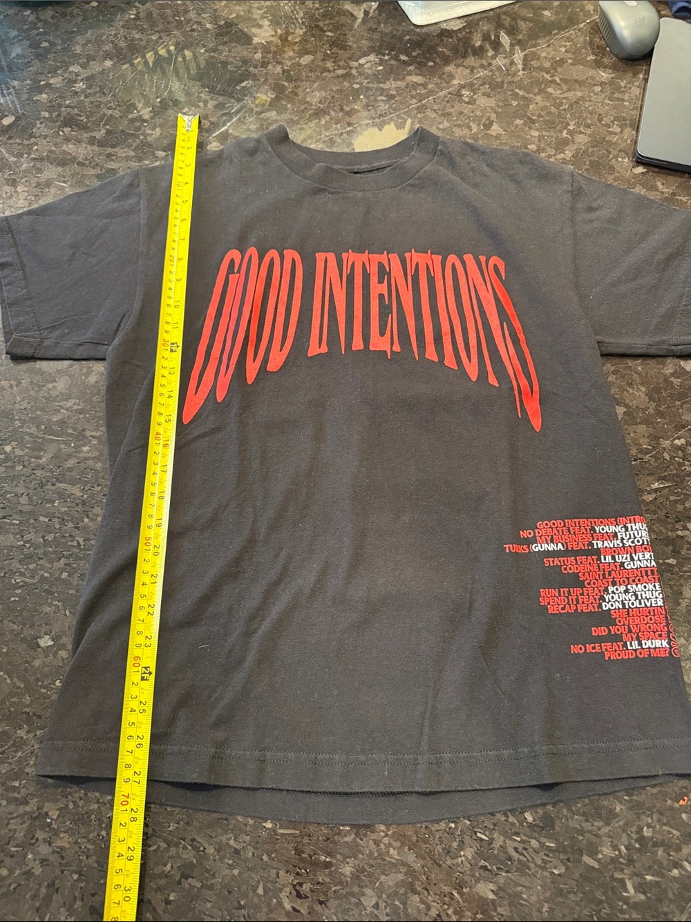 Good Intentions Black Tee with Red Graphic